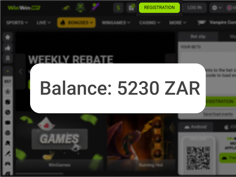 Account balance displayed after funds credited in WinWinBet mobile app, step 4