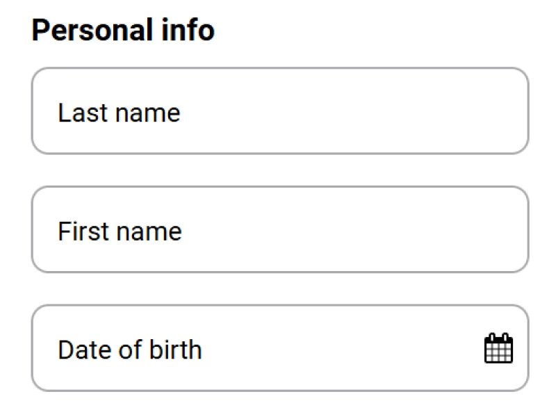 WinWin verification step showing filled personal data form with full name, date of birth, ID/passport number and address fields highlighted for input