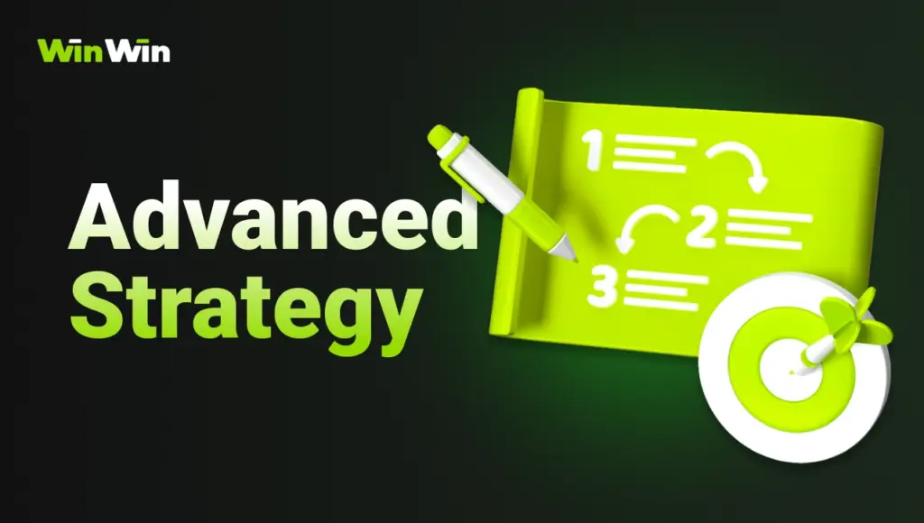 WinWin advanced strategy image featuring 3D green playbook and strategy symbols on dark background with green gradient.
