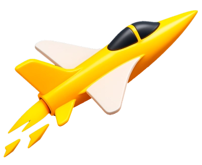 3D icon of a yellow airplane
